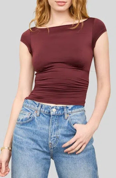 Blu Pepper Boat Neck Top In Burgundy