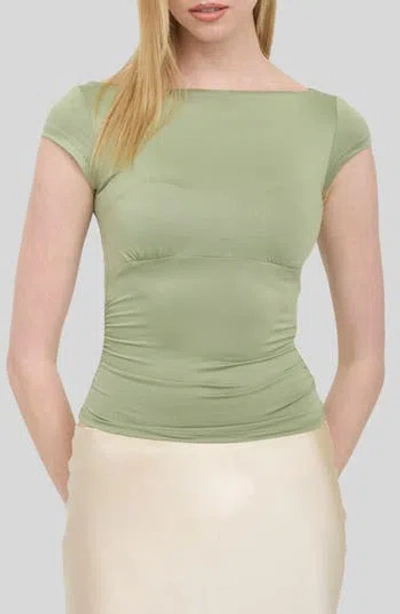 Blu Pepper Boat Neck Top In Green