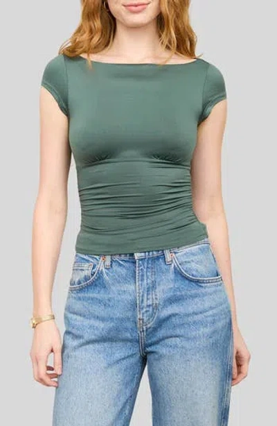 Blu Pepper Boat Neck Top In Green