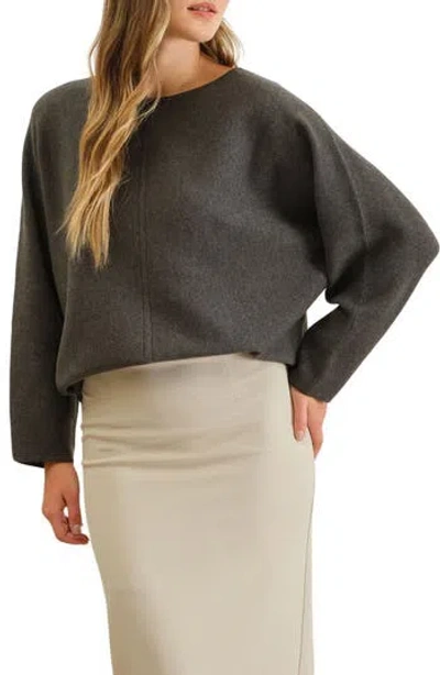 Blu Pepper Boatneck Sweater In Charcoal