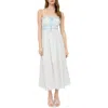 Blu Pepper Bow And Flower Stripe Midi Dress In Blue Multi