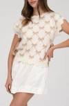 Blu Pepper Bow Cap Sleeve Sweater In Khaki