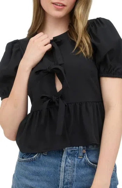 Blu Pepper Bow Embellished Peplum Top