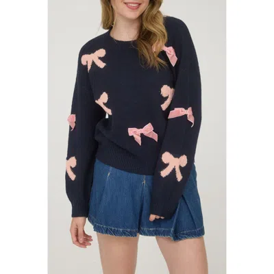 Blu Pepper Bow Embellished Sweater In Blue