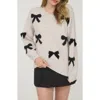 Blu Pepper Bow Embellished Sweater In Multi