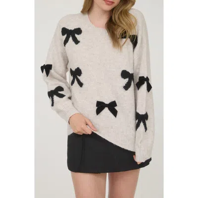 Blu Pepper Bow Embellished Sweater In Multi