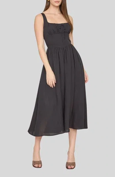 Blu Pepper Bow Fit & Flare Midi Sundress In Black