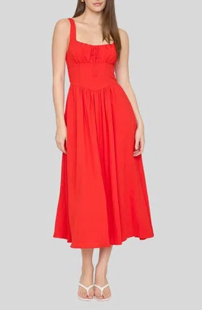 Blu Pepper Bow Fit & Flare Midi Sundress In Red