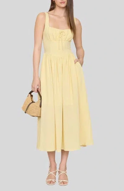 Blu Pepper Bow Fit & Flare Midi Sundress In Yellow