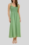 Blu Pepper Bow Strap Smocked Fit & Flare Midi Dress