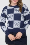 Blu Pepper Bow Sweater In Blue