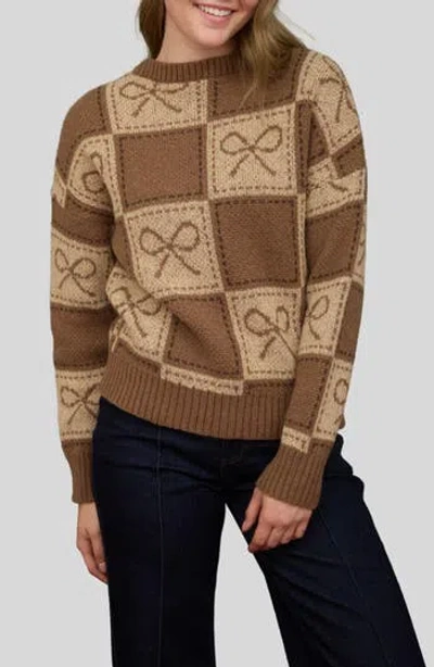 Blu Pepper Bow Sweater In Brown