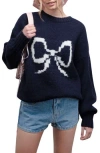 Blu Pepper Bow Sweater In Navy