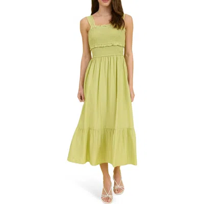Blu Pepper Bow Tie Smocked Midi Sundress