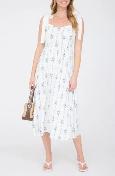 Blu Pepper Bow Tied Strap Midi Dress In White