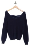 Blu Pepper Bow V-neck Sweater In Blue