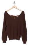 Blu Pepper Bow V-neck Sweater In Brown