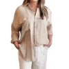 Blu Pepper Breezy Oversized Button Down In Khaki In Brown