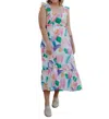 Blu Pepper Brush Stroke Ruffle Midi Sundress In Multi