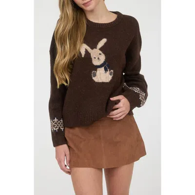 Blu Pepper Bunny Sweater In Brown