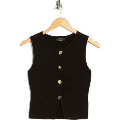 Blu Pepper Button Detail Knit Tank Top In Black