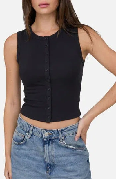 Blu Pepper Button Down Cotton Jersey Tank In Black