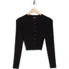 Blu Pepper Button Front Crop Cardigan In Black
