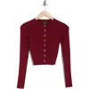 Blu Pepper Button Front Crop Cardigan In Burgundy
