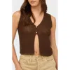 Blu Pepper Button Front Knit Sleeveless Top In Brown