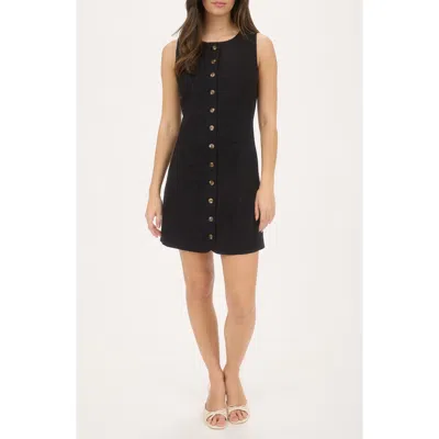 Blu Pepper Button Front Minidress In Black