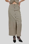 Blu Pepper Button Front Pencil Maxi Skirt In Multi