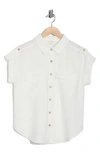 Blu Pepper Button Front V-neck Top In White