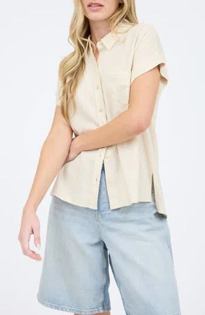 Blu Pepper Button Front Short Sleeve Shirt In Neutral