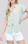 Blu Pepper Button Front Short Sleeve Shirt In Blue