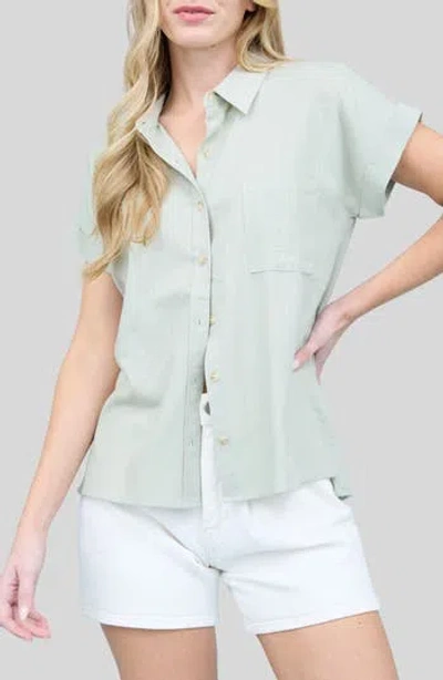 Blu Pepper Button Front Short Sleeve Shirt In Blue