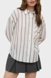 Blu Pepper Button Front Stripe Shirt In White