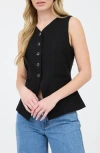Blu Pepper Button Front Vest In Black