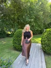 Blu Pepper Button Front Vest In Black In Black