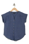 Blu Pepper Button Front V-neck Top In Blue