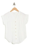 Blu Pepper Button Front V-neck Top In White