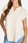 Blu Pepper Button Front V-neck Top In White