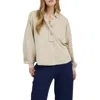 Blu Pepper Button Placket Sweater Top In Light Khaki