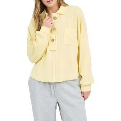 Blu Pepper Button Placket Sweater Top In Yellow