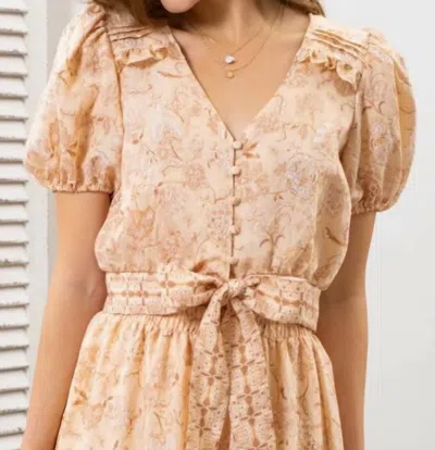 Blu Pepper Button Up Floral Top In Dusty Peach
