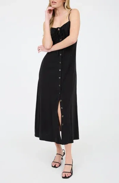 Blu Pepper Button-up Midi Dress In Black