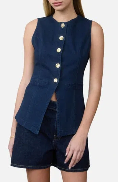 Blu Pepper Button Up Vest In Blue