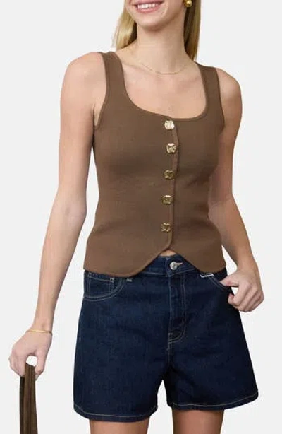 Blu Pepper Buttoned Sweater Tank In Brown
