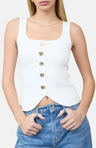 Blu Pepper Buttoned Sweater Tank In White