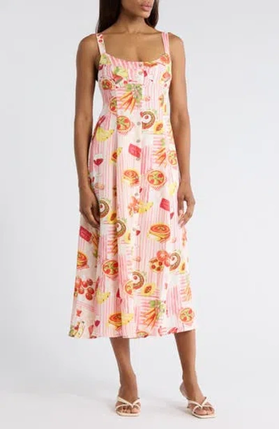 Blu Pepper Button-up Sundress In Multi