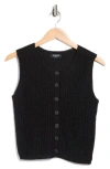 Blu Pepper Button-up Sweater Tank In Black
